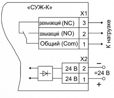 Схема внешних соединений сигнализатора СУЖ-К