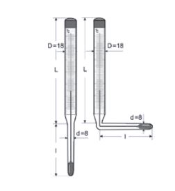 Термометр ТТЖ-М-1У, -1П, угловой и прямой формы, исполнение 1