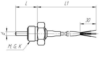 Габаритные размеры термометров сопротивления ТСМ-, ТСП-05-01