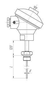 Конструктивное исполнение (рисунок) термопар ТХА/ТХК/ТЖК/ТНН-1193-07К