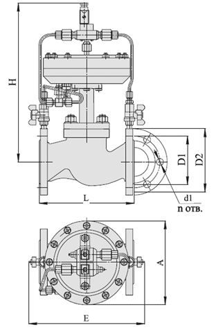 Клапаны запорно-регулирующие с электромагнитным приводом (АГТ-71), Ду 40-50, с мембранным приводом