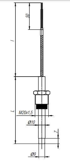 Конструктивное исполнение (рисунок) термопреобразователей ТПС-310(Exi)