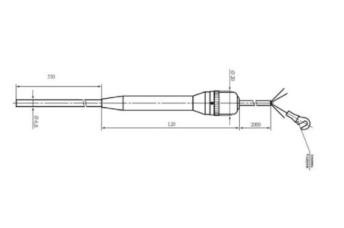 Конструктивное исполнение (рисунок) термометра сопротивления ПТС-100