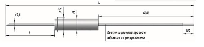 Конструктивное исполнение (рисунок) термопреобразователей ТХА-9206, ТХК-9206