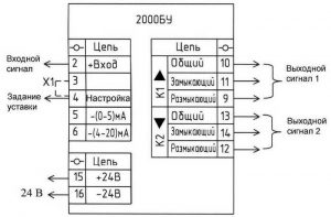 Схема внешних подключений блока 2000БУ-220В