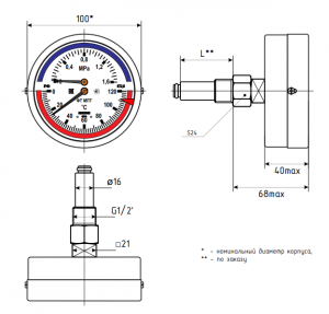 термоманометр МПТ-d100 исполнение осевое