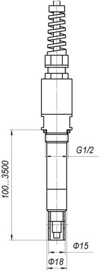 Габаритные размеры датчика погружного типа для кондуктометра АЖК-3102