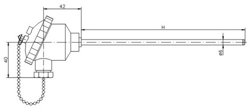 Термометр сопротивления ТС718-d6-H (ТСП-718), размеры