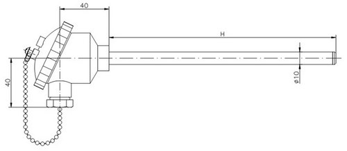 Термометр сопротивления ТС728-d10-h (ТСП-728), размеры