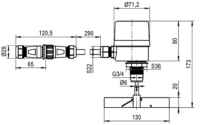 Габариты. РСУ80 ротационный сигнализатор уровня РСУ-80-1
