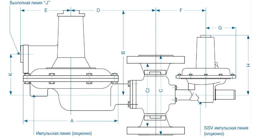 Регуляторы давления газа серии 133 и 233 ITRON чертеж