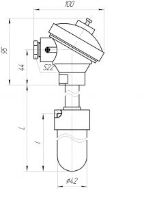 Термопара ТХА-0196-01, конструктивное исполнение и габаритные размеры