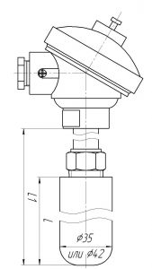 Термопара ТХА-0196-ЕМ-10, конструктивное исполнение и габаритные размеры