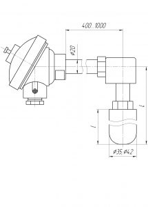 Термопара ТХА-0196С-Е, конструктивное исполнение и габаритные размеры