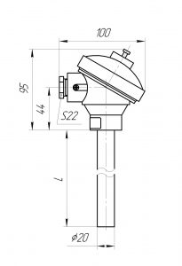 Конструктивное исполнение (рисунок) термопар ТХА/ТХК-1392, 1392-А