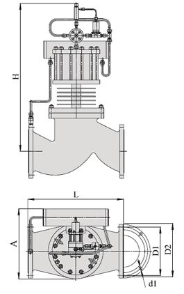 Клапаны запорные с электромагнитным приводом НО на пар (АЗЖ-70), Ду 150-200, с поршневым приводом