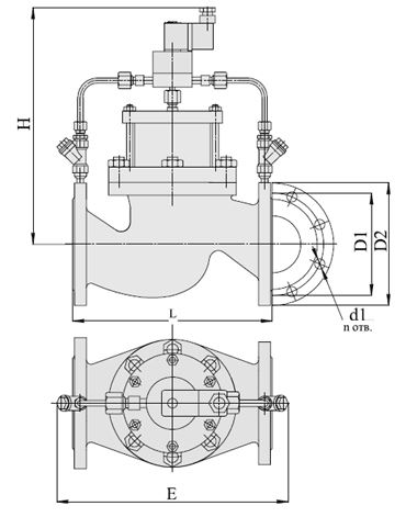 Клапаны запорные с электромагнитным приводом НЗ (АЗТ-70), Ду 40-200, с поршневым приводом