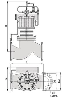 Клапаны запорные с электромагнитным приводом НЗ на пар, АЗЖ-70, Ду 150-200, с поршневым приводом