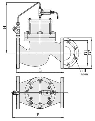 Клапаны запорные с электромагнитным управлением НО (АЗТ-70), Ду 40-200, с поршневым приводом