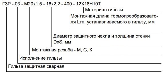 Схема заказа гильз защитных ГЗР-03