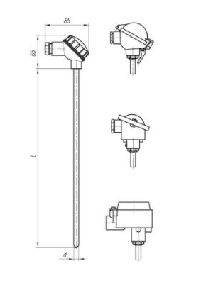 Конструктивные исполнения термопреобразователей ТПС-104, ТПС104-Exd/Exi
