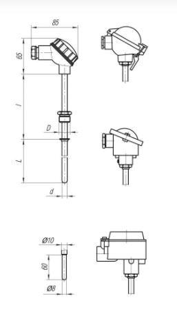 Конструктивные исполнения (рисунки) термопреобразователей ТПС-106, ТПС106-Exi/Exd