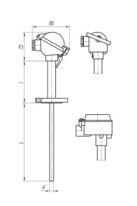 Конструктивные исполнения (рисунки) термопреобразователей ТПС-109, ТПС109-Exi/Exd