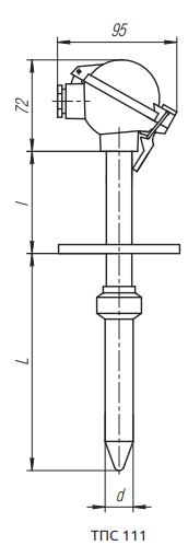 Вариант конструктивного исполнения (рисунка) термопреобразователя ТПС-111
