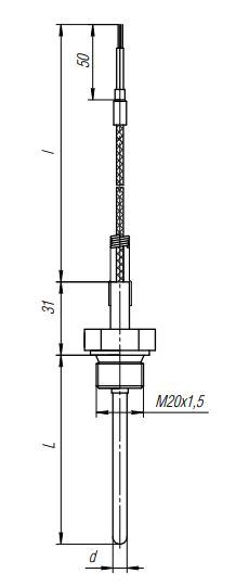 Конструктивное исполнение (рисунок) термопреобразователя ТПС-311(Exi)