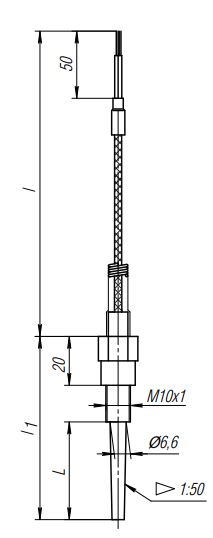 Конструктивное исполнение (рисунок) термопреобразователей ТПС-312(Exi)