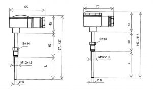 Конструктивные исполнения (рисунки) термометров сопротивления ТЭМ-110